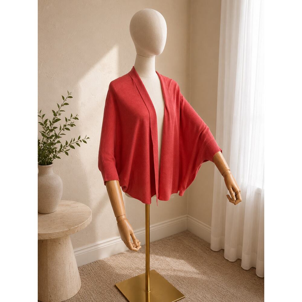 Eileen Fisher Coral Open Cardigan M Wool Modal Camel Batwing Dolman Italy Yarn - Picture 6 of 16